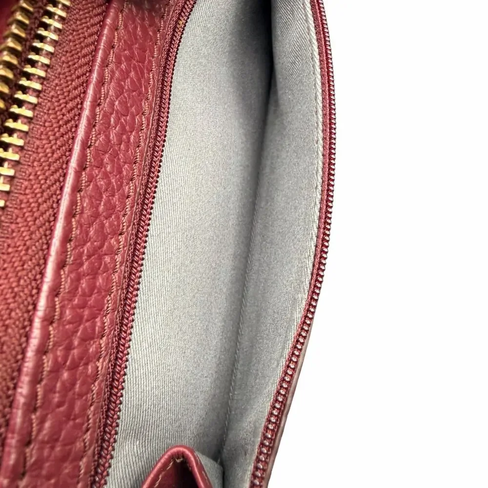 Fossil Leather Zip Around Wristlet Wallet Burgundy RFID
